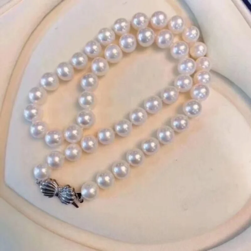 

Classic 9-10mm South Sea Round White Pearl Necklace 925s