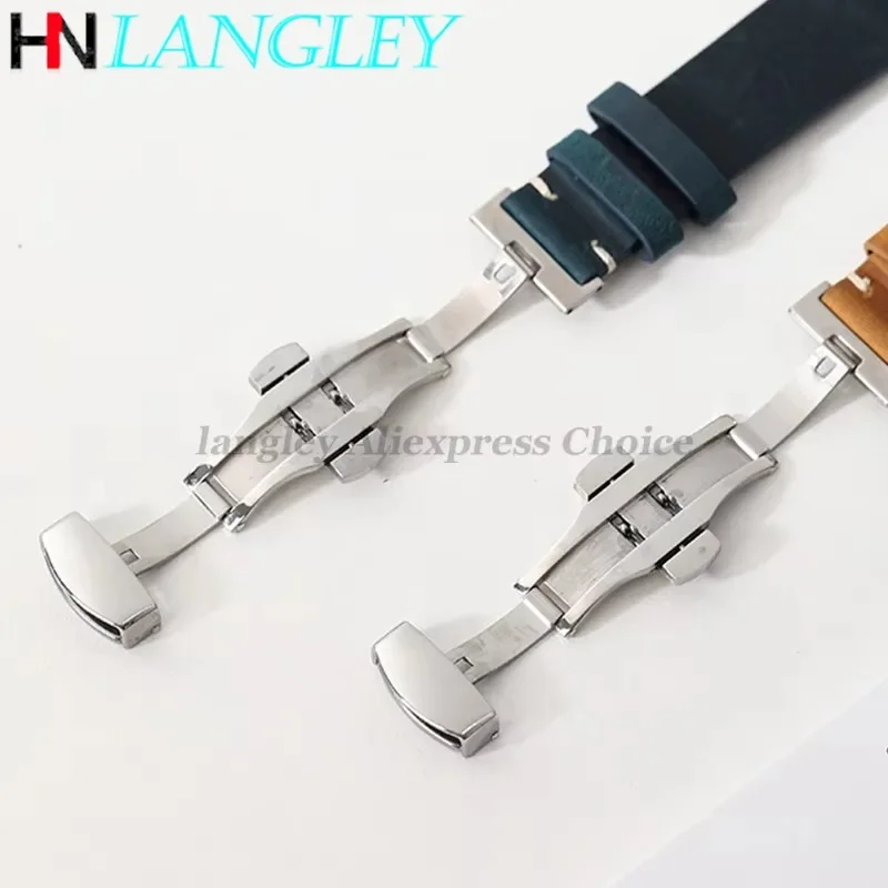خياطة جلد البقر حزام ل أوميغا 18/19/20/21/22/24 مللي متر سوار ل Seiko خمر حزام (استيك) ساعة فراشة مشبك الأساور