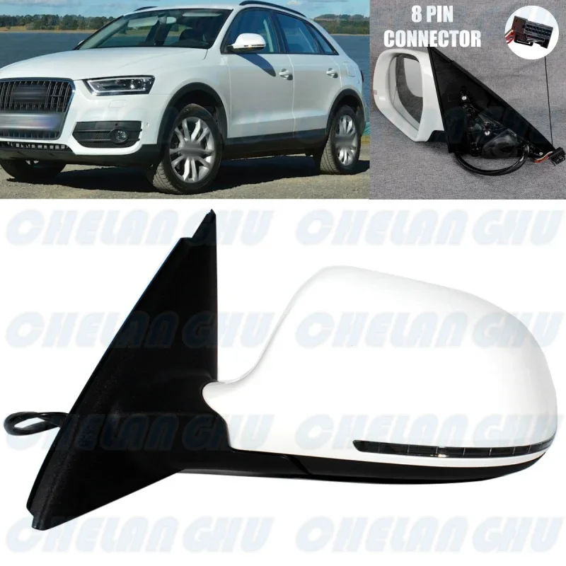 

Left Side 8 Pins White Painted Heated Power Adjust Turn Lamp Mirror Assembly For Audi Q3 LHD 2013 2014 2015 2016 2017 2018