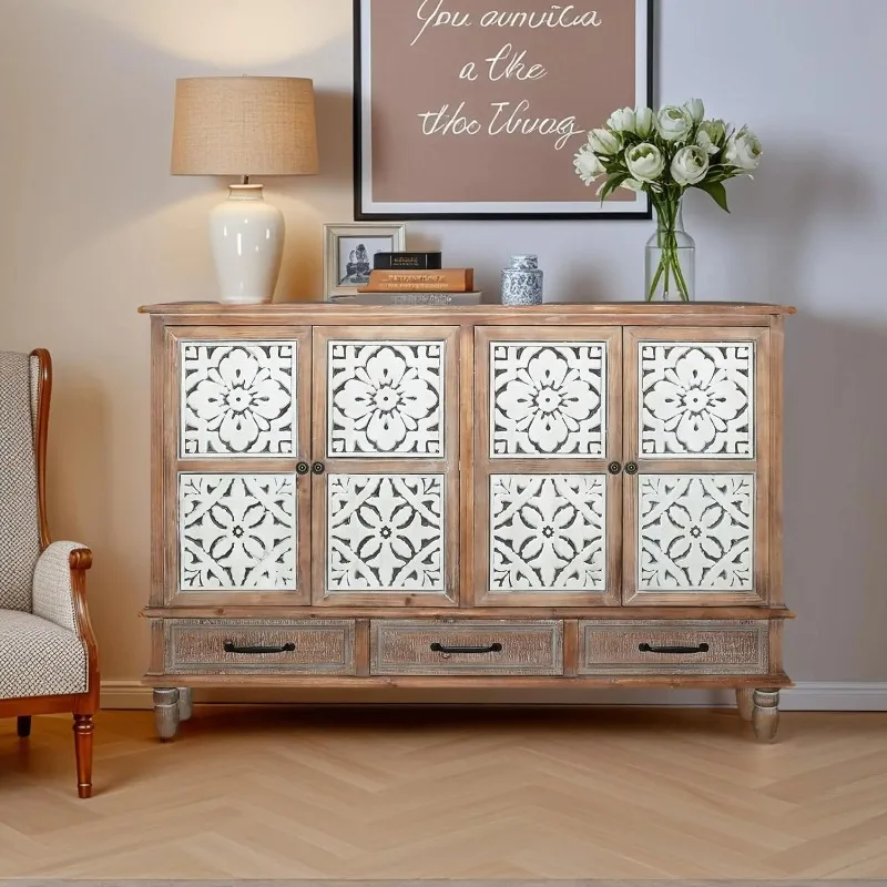 

Hallway Cabinet - Solid Wood Farmhouse Storage Cabinet,Vintage Entry Way Cabinet with Storage,French Country, Customized