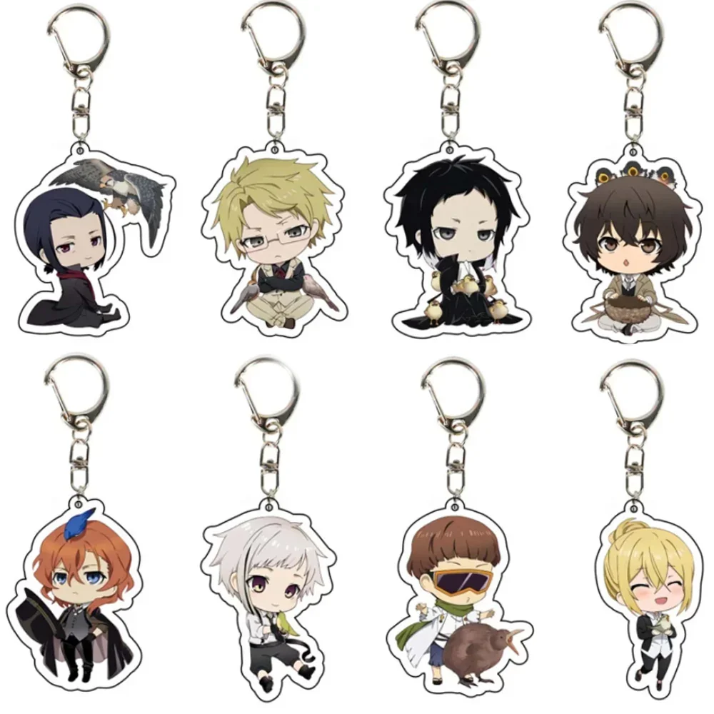 Anime Keychain Wenhao Stray Dogs Atsushi Nakajima Dazai Key Chain for Women Accessories Cute Bag Pendant Key Ring for Fans Gift