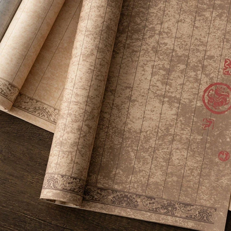 Half Raw Half Ripe Xuan Paper Chinese Brush Calligraphy Writing Sheets for Beginner Practice Regular Script Writing Rice Paper
