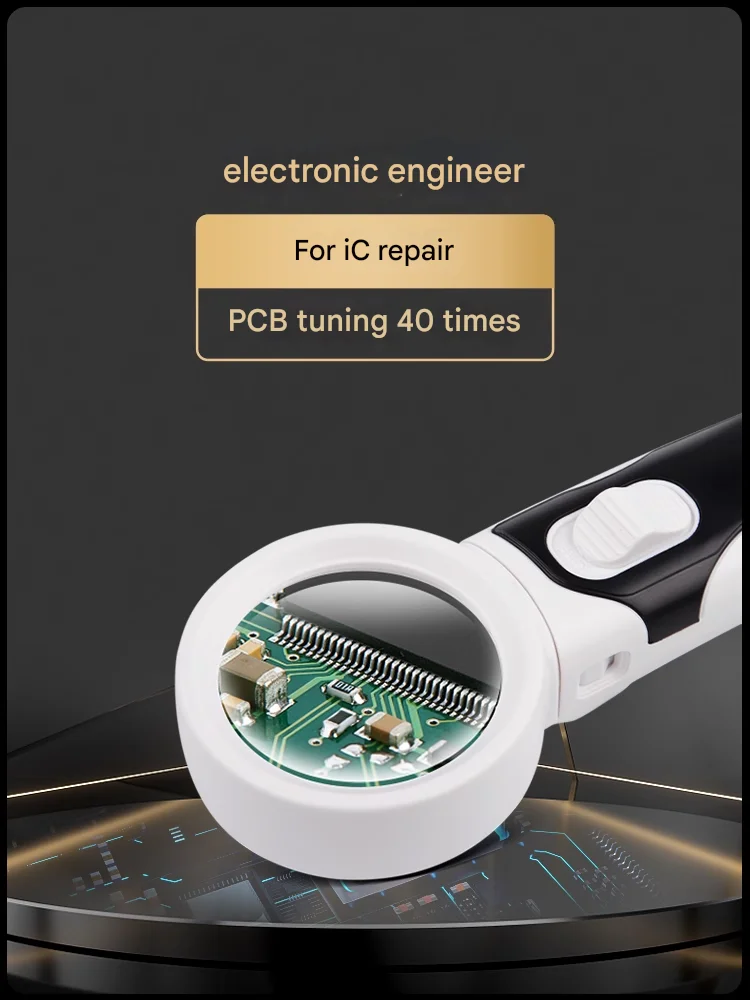 عدسة مكبرة إلكترونية عالية الطاقة لإصلاح الأجهزة المنزلية 40x30x عدسة مكبرة مع الضوء