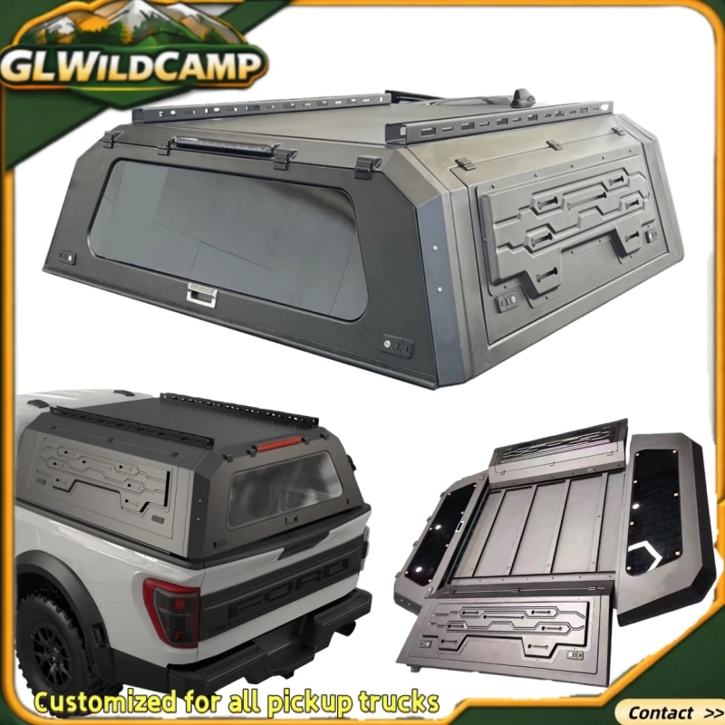 

For Pickup 6.75ft Long Bed Canopy Truck Camper Aluminum&Steel Bed Cap Truck Topper for 2017 2019 Ford F250