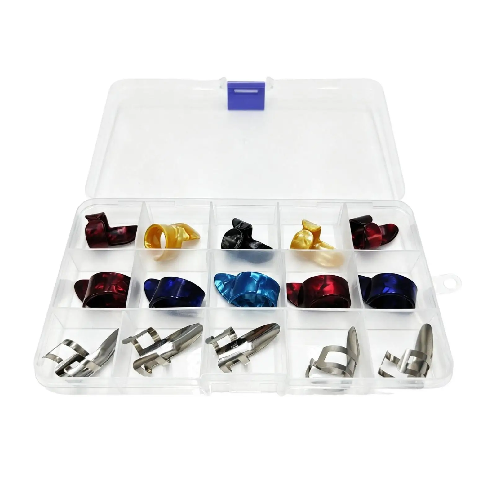 Professional Pick Storage Box for Guitar Finger Picks with Clear Lid Compartments for Stage Home Use