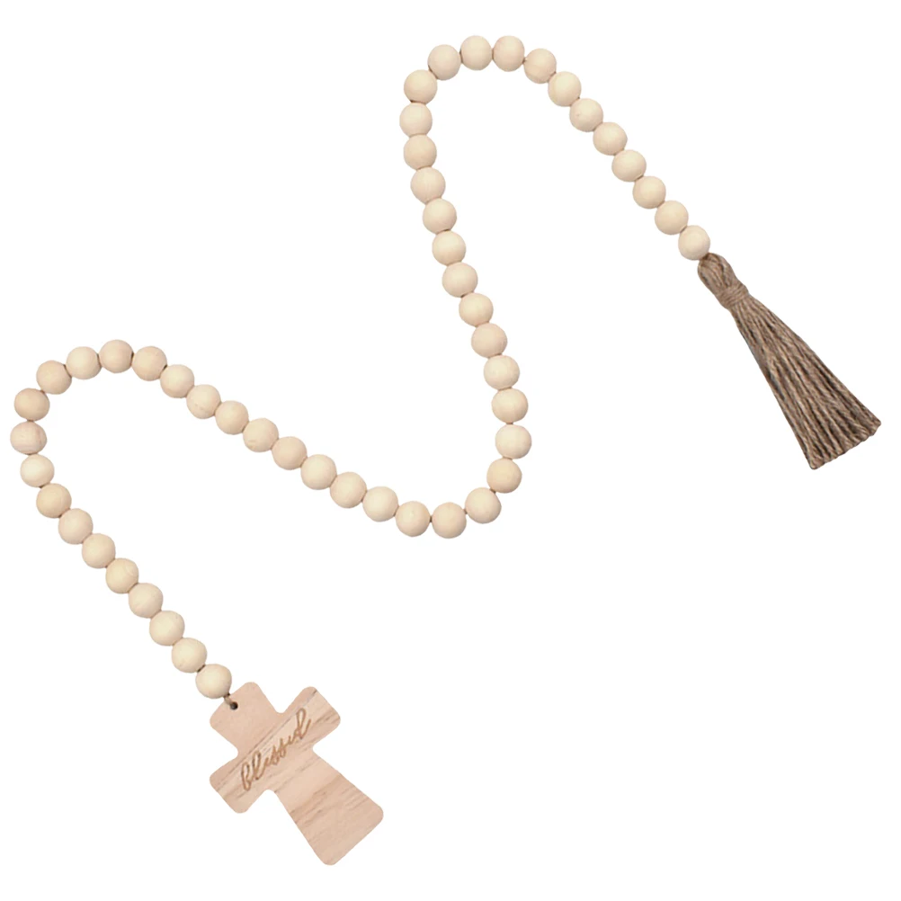 

Beaded Cross Garland Wooden Beads Decorative Hanging String Gold Rustic Wall Decor Wooden Bead Tassel Trays Vases
