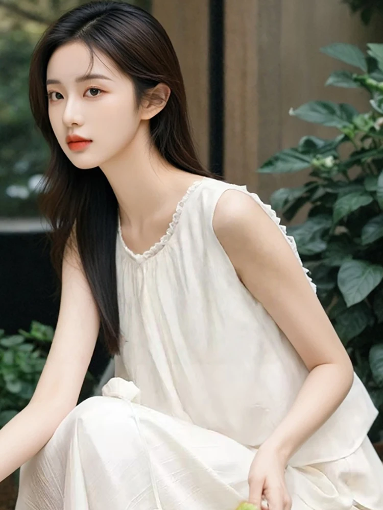 2025 branco retalhos babados casaul vestido de férias feminino elegante sem mangas bodycon vestido longo verão coreano vintage vestido de festa