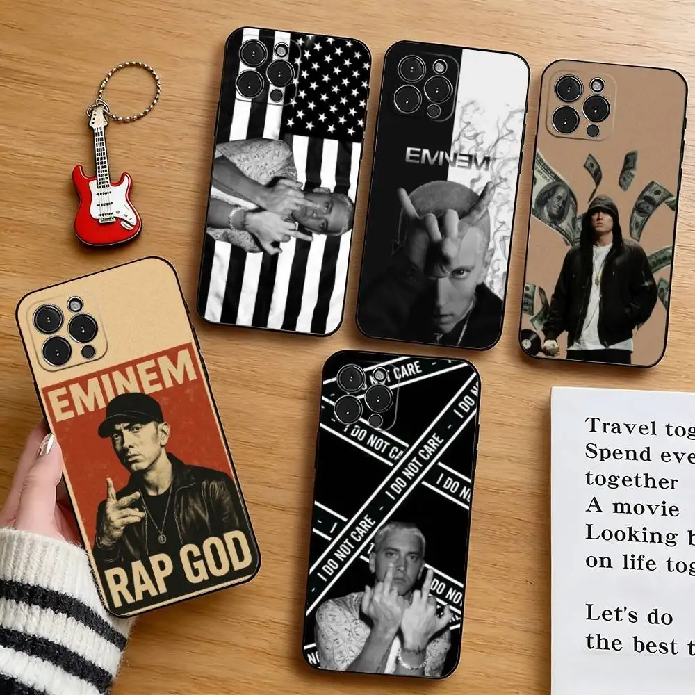 E-Eminem rapper Phone Case For iPhone 17, 16,15,14,13,12,11 Plus,Pro Max, Others Soft Black Cover