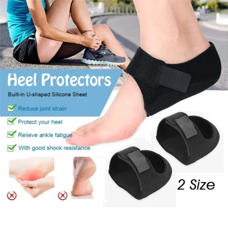 1 Pair Back Heel Protective Sleeve Heel Pad Adjustable Gel Heel Arch Support Foot Flat Feet Pain Relief