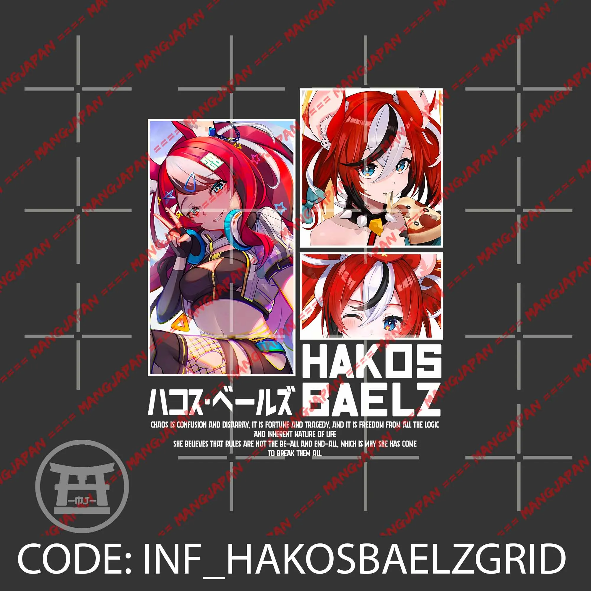 Koszulka distroanime vtuber HAKOS BAELZ GRID - HOLOLIVE ENG 100% czesana 30s