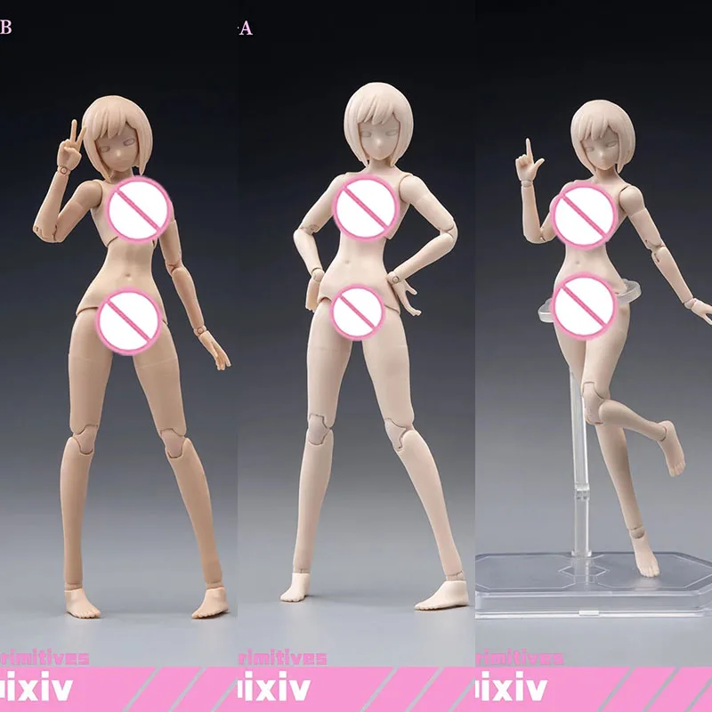 86TOYS T86-ST 1/12 Scale Female Super Flexible Joint Body White Wheat Action Figure Articulated Doll with Anime Head Toy Model