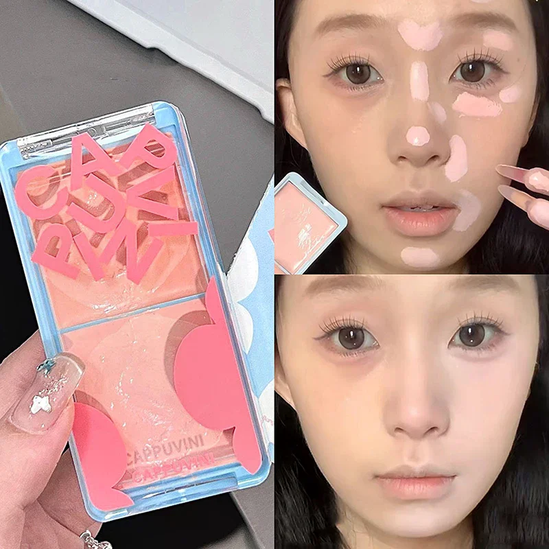 Cappuvini Two-tone Face Brightening Cream Highlight Expansion Facial Highlighter Palette Natural Blush Moisturizing Matte Rouge