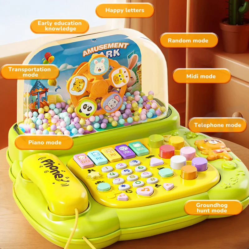 Simulation Telephone Toys Snowfiake Music Lights Story Machine Baby Mobile Phone Multi-functional Kids Education Christmas Gifts