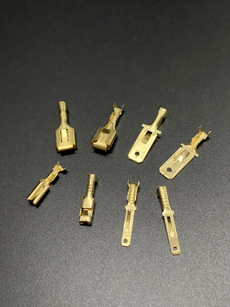 

2.8 6.3 mm Male And Female Connectors Cold Pressed Joint Solder Wire Plug Socket Crimp Terminal Blocks Brass Material