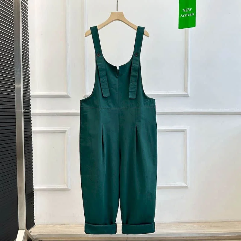 

Solid Jumpsuits for Women Korean Style Rompers Casual Vintage Playsuits Straight Pants Workwear Women Clothes Overalls for Women