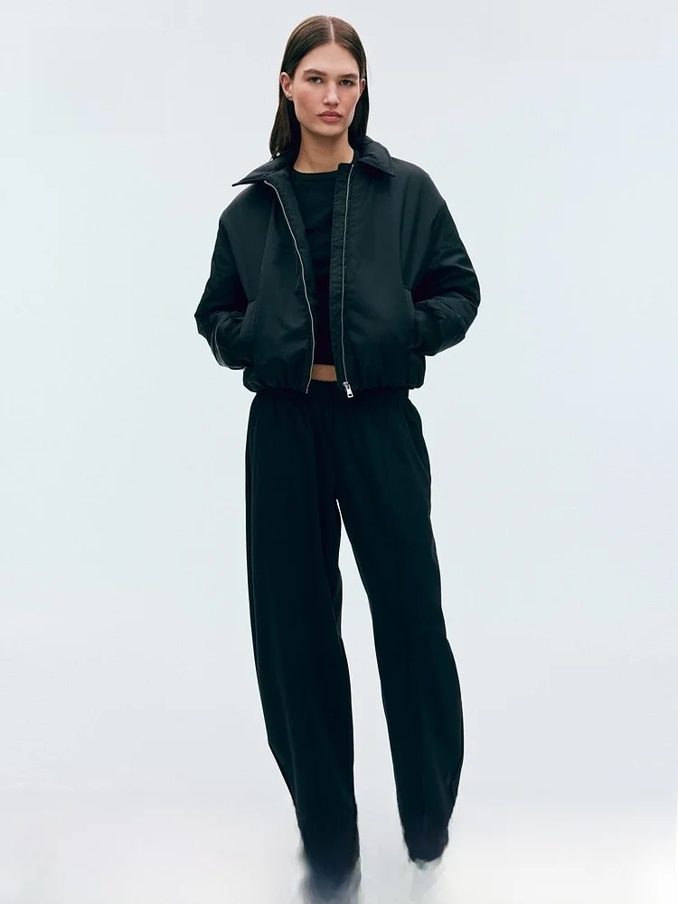 

Женские брюки H&M из римской ткани, свободного кроя, с естественной талией, из полиэстера и спандекса, эластичные, летние, новинка