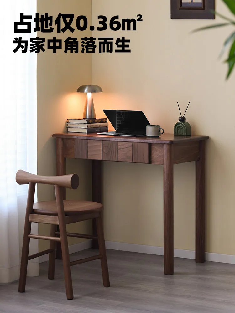 HYS Home Furnishing All Black Walnut Desk Nordic Modern Simple All Solid Wood Desk Home Study Computer Desk