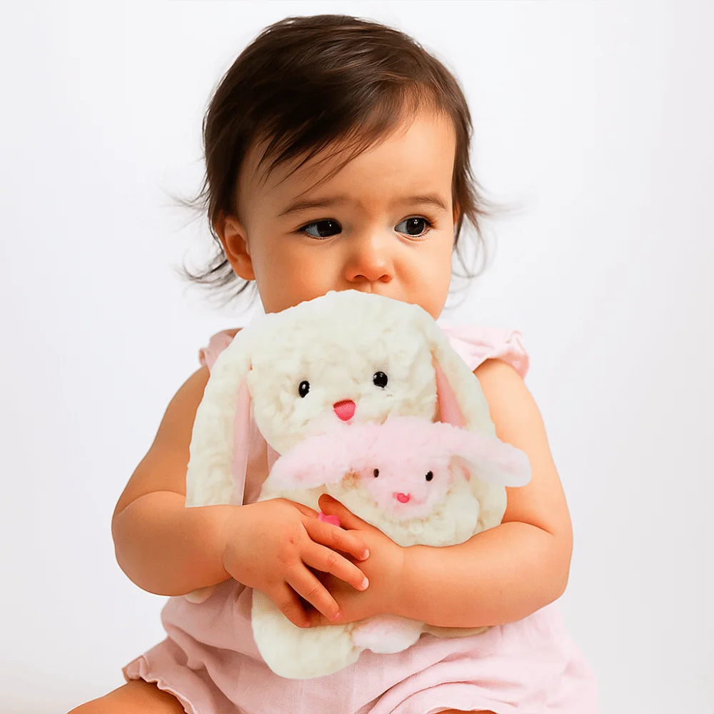 Conejo esponjoso Kawaii, colección hecha a mano, muñeco de conejito relleno, cómodo, suave, oso para padres e hijos, regalos de animales de peluche
