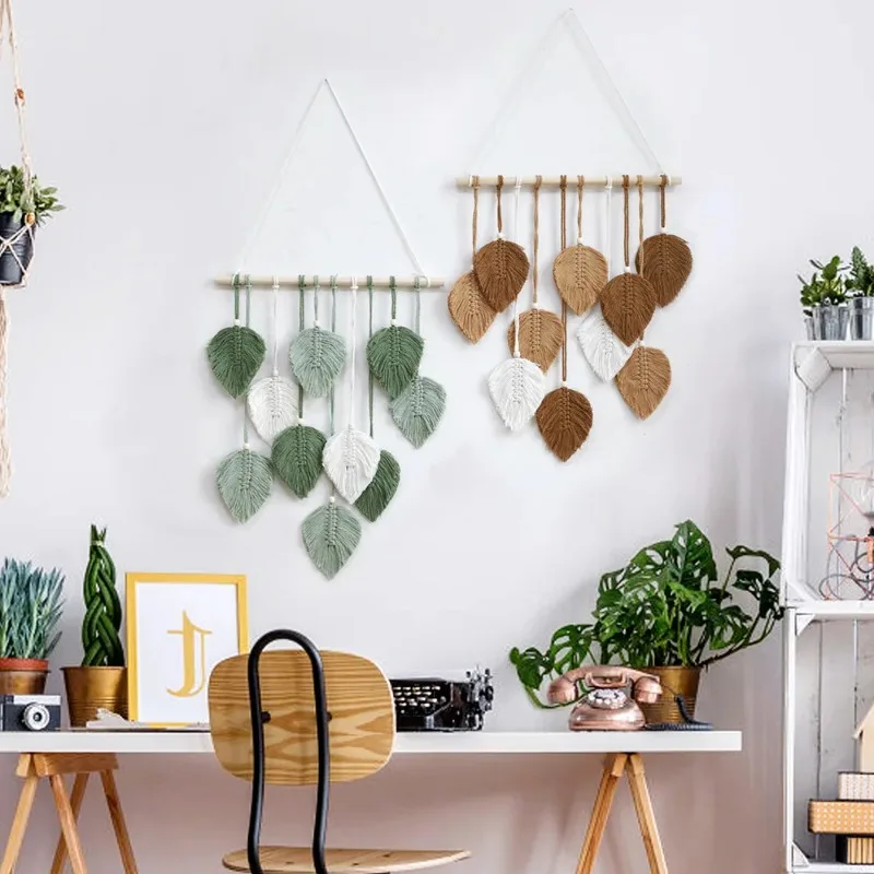 Handwoven Leaf Tapestry Bohemian Style Home Furnishings Homestay Bedroom Living Room Wall Decoration Multi Color Catching Net