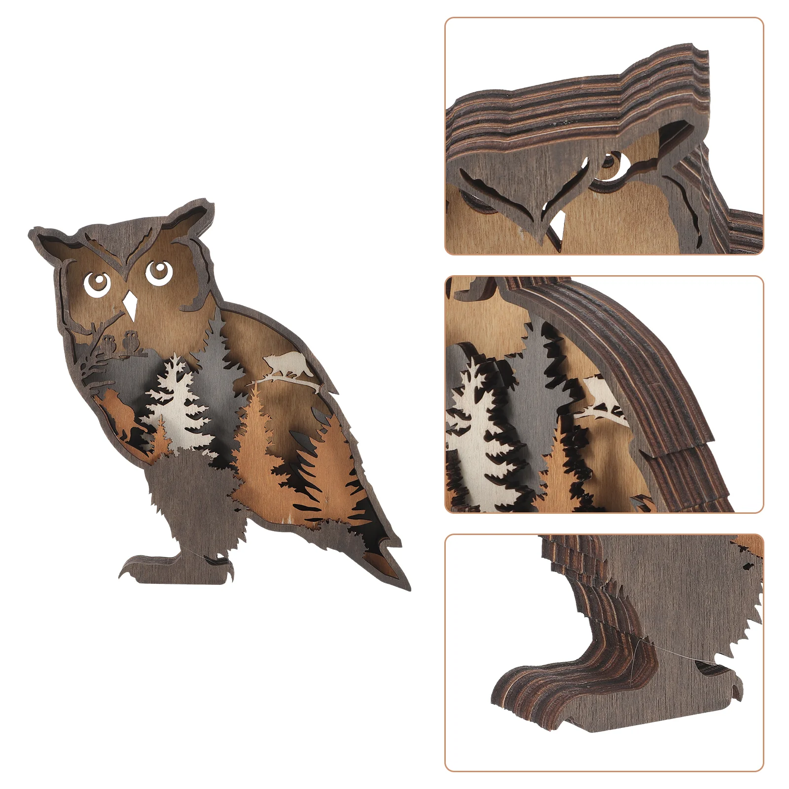 

Owl Ornament Vintage Home Decor Cabin Wall Country Bedroom Wood Boxwood Lodge Rustic for Living