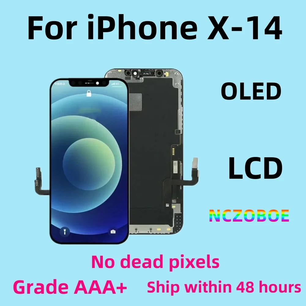 

NCZOBOE AA+ Quality Screen For iPhone X XR XSMAX 11 LCD Display With 3D Touch Screen Digitizer For iPhone 12 13 No Dead Pixels