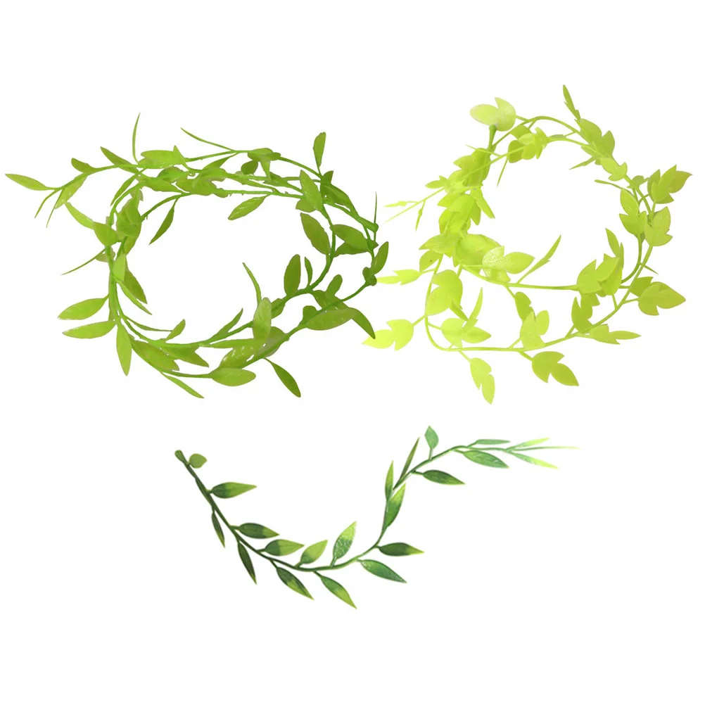 

3Pcs Miniature Garden Scene Faux Greenery Vines Artificial Leaf Garland Mini Dollhouse Accessories Decorative Garland