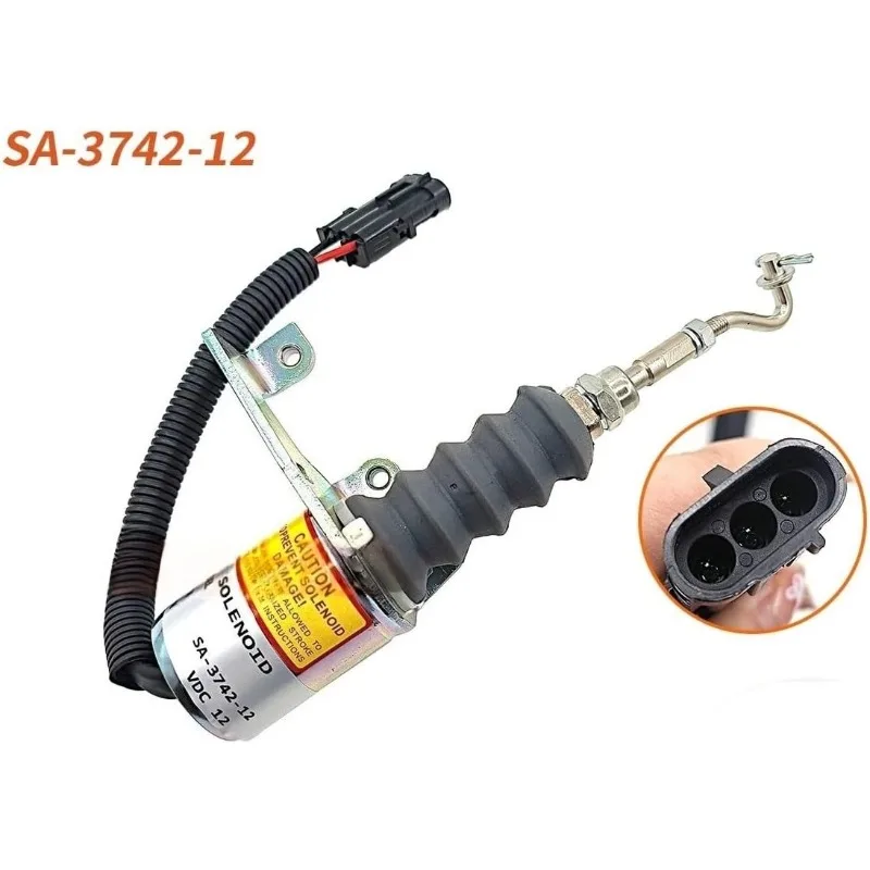 YC85-8 Engine Oil Shutdown Solenoid Valve Switch SA-3742-12 3932017, 12V 24V DC - Replacement Part for Excavator Fuel System
