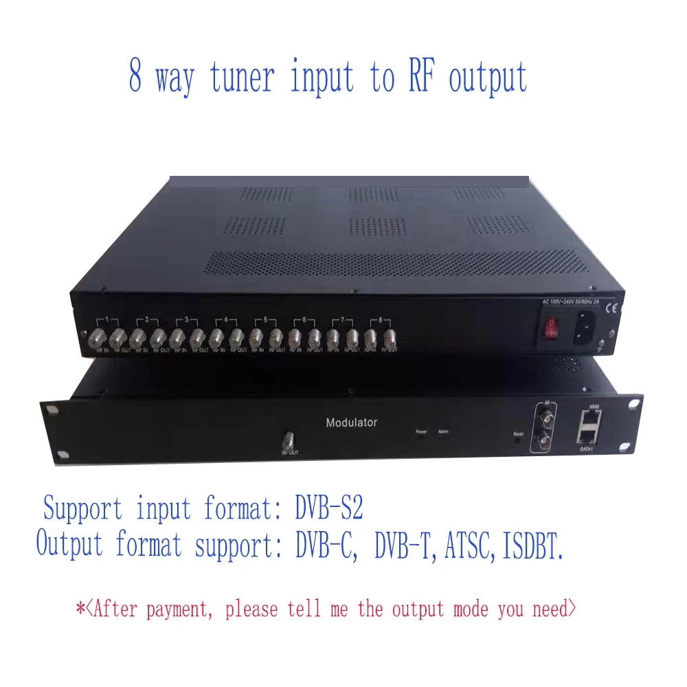 

8-Channel Tuner To RF Output, DVB-S2 Input To DVB-C/DVB-T/ISDBT/ATSC Output, TV System Front-end Equipment