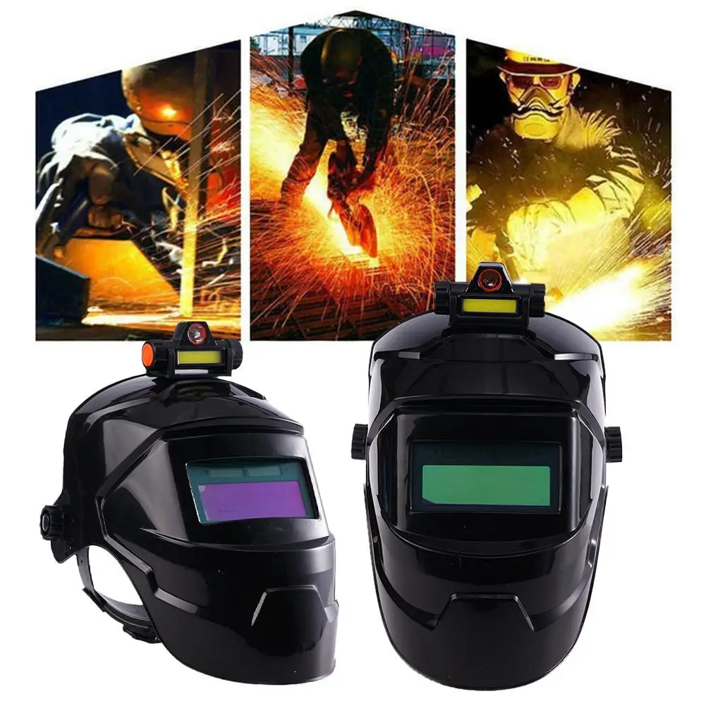 Auto Dimming Electric Welding Mask With Rechargeable Headlight For Arc Weld Grind Cutting Work Protective Equipment Face Helmet