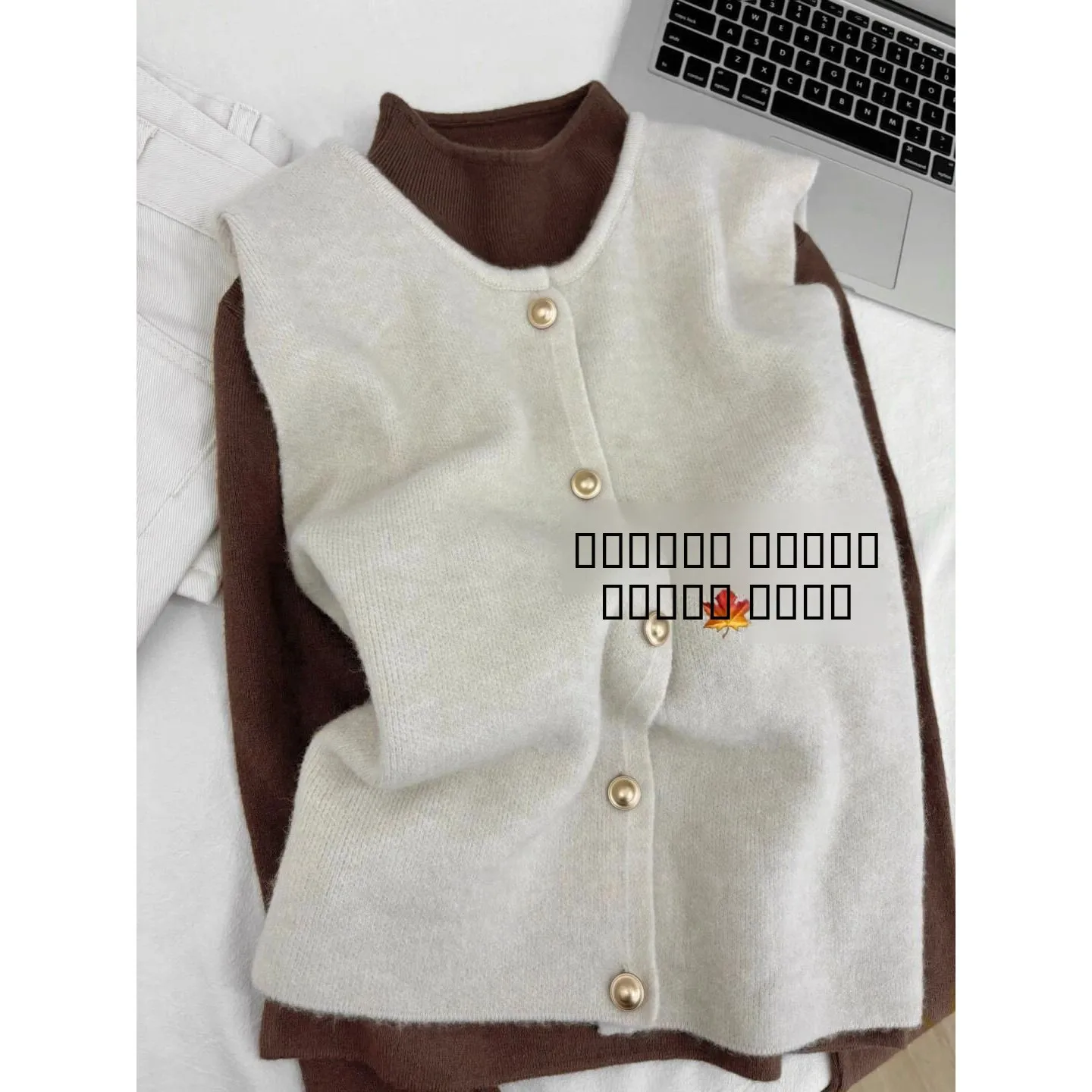 

Retro Knitted Vest Outerwear Loose round Ne Soft Cozy Open Cardigan Sle Women's Top for Autumn Winter New Arrival