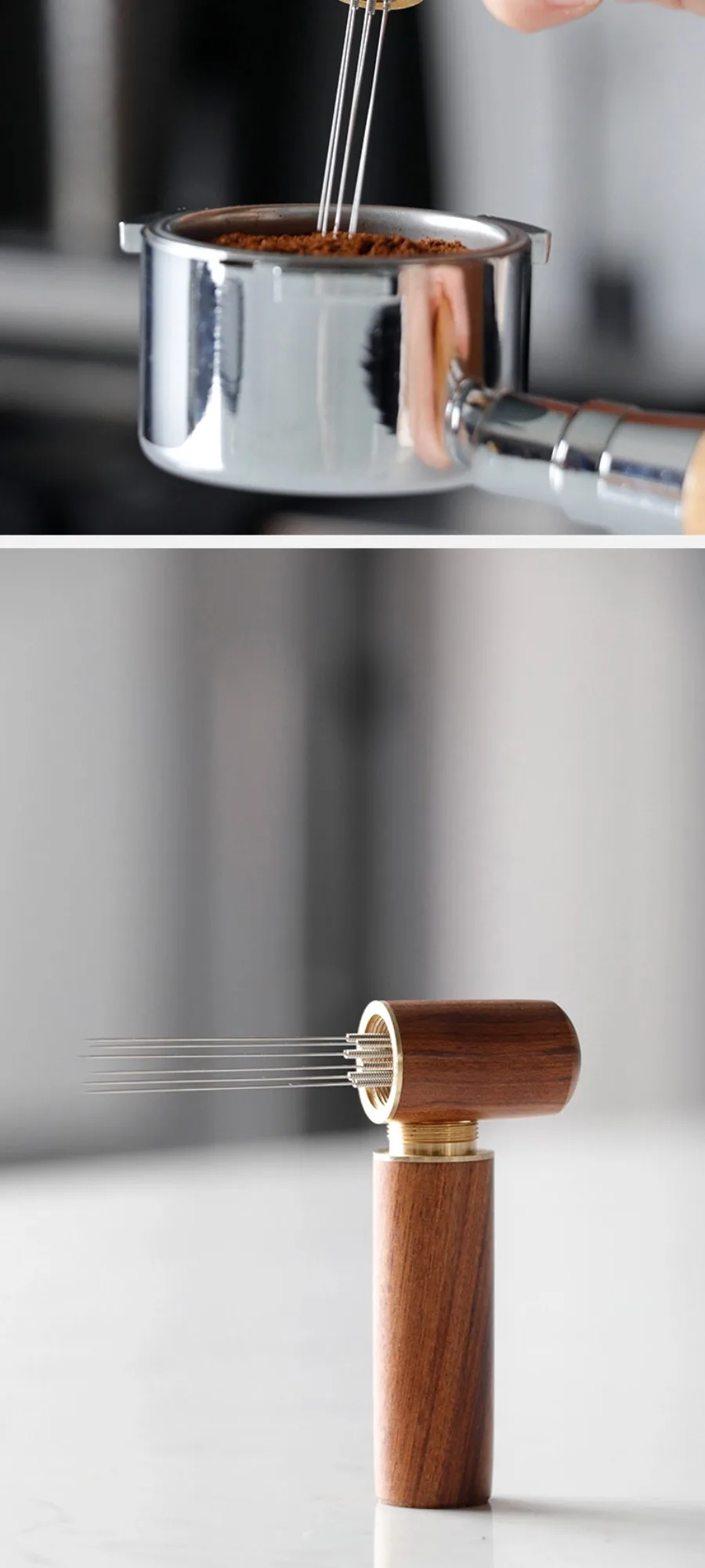 Professioneller Edelstahl-Kaffeepulver-Tamper Espresso-Rührer WDT-Werkzeug Verteiler Nivellierer Barista-Set Zubehör – Detail 10