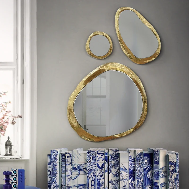 Mirror Big Adhesive Flexible Dressing Aesthetic Room Decoration Boho Gold Circular Large Full Body Mirrors Espejo Hand Home Desk