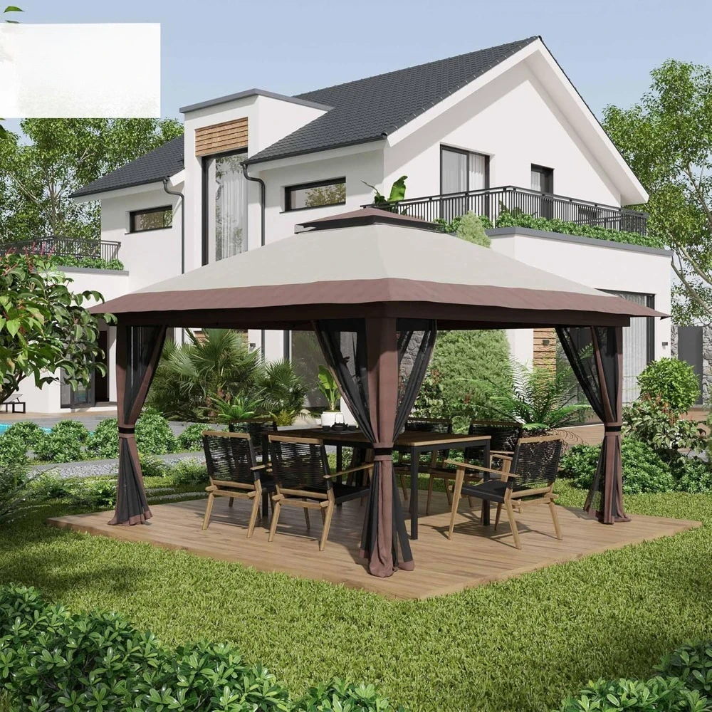 

13' x 13' Pop Up Gazebo with Netting, UPF 50+ Instant Canopy Tent Shelter with Water/Sand Bags, Wheeled Carry Bag, for Outdoor,