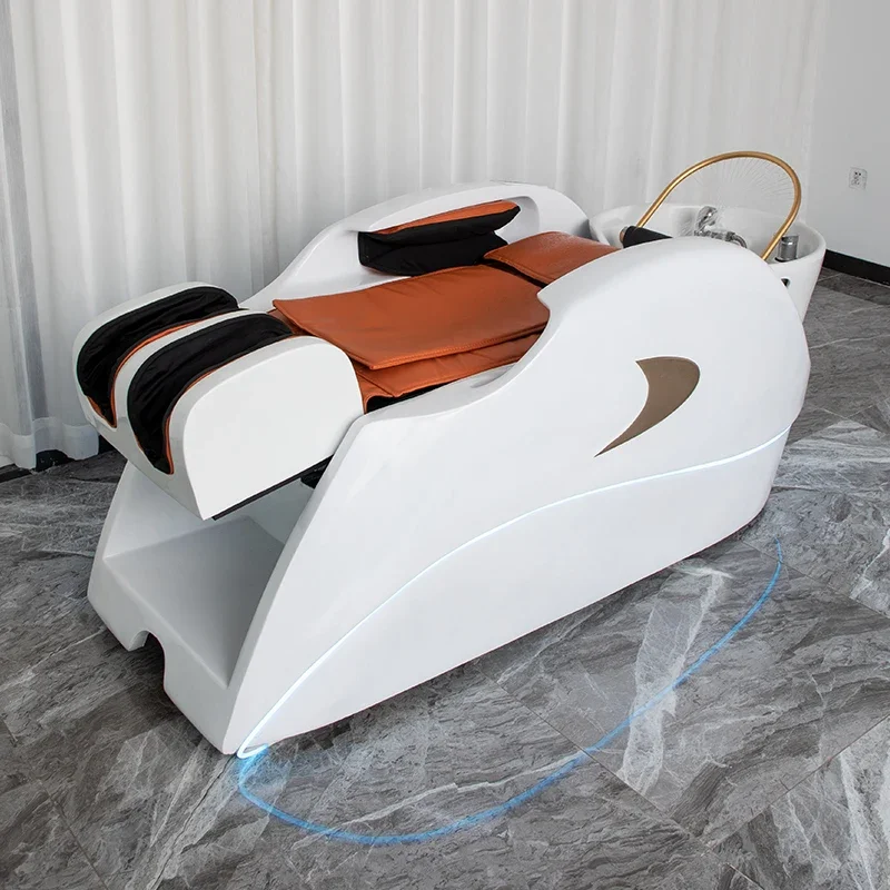 

Hair Salon Smart Electric Massage Shampoo Bed Automatic Ceramic Deep Basin Silicone Headrest Flushing Bed