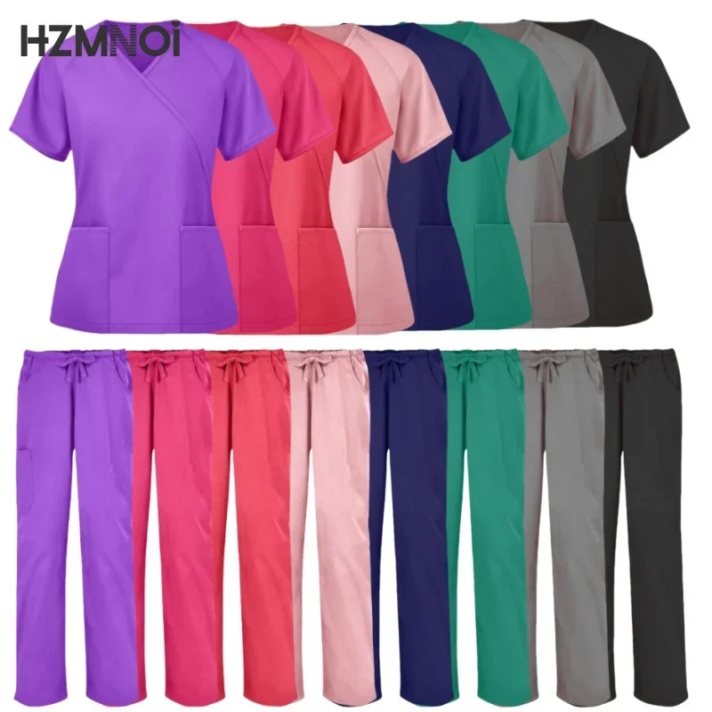 

Polychrome Medical Uniform Women Scrubs Sets Pet Hospital Working Scrub Suits Nurse Accessories Dental Surgery Suit Lab Workwear