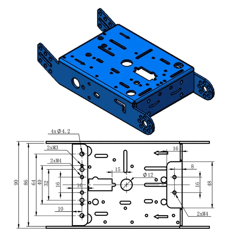 1~20Pcs Brand New Aluminum Alloy Car Chassis Robot Intelligent Car Alloy Bottom Plate