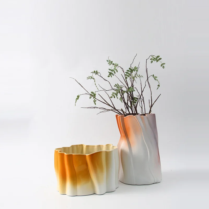 Nordic medieval ceramic vase home model room simulation flower device soft decoration ornament