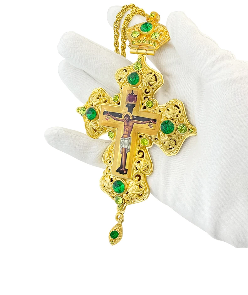 HTISOK Religiöses griechisch-orthodoxes Kirchen-Brustkreuz mit Hohlmuster für die Ordination von Priestern – Detail 3