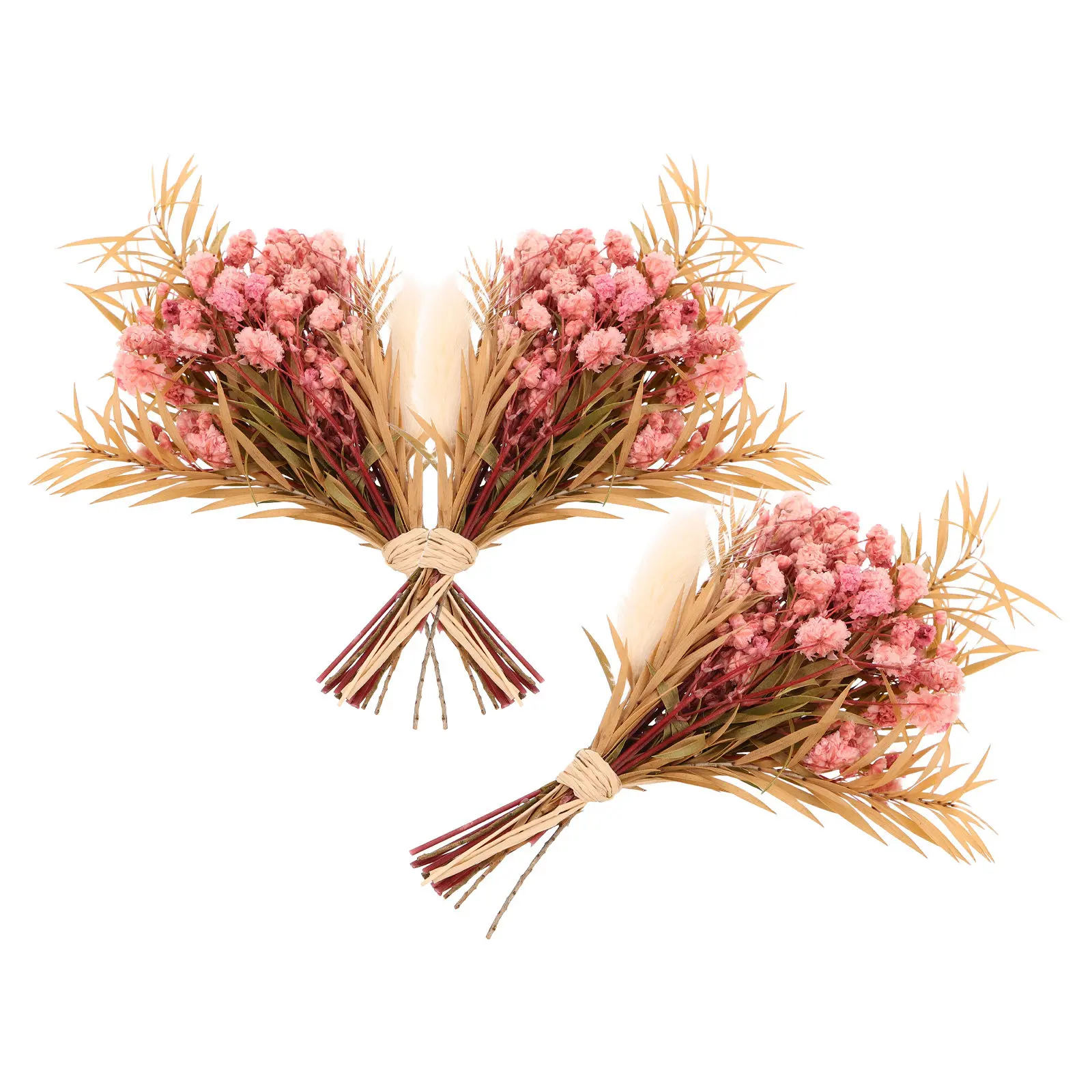 3Pcs Mini Dried Floral Bouquet Natural Small Dried Flower Arrangement Vase Decoration Compact Home Decor Dry Flower Set view 6