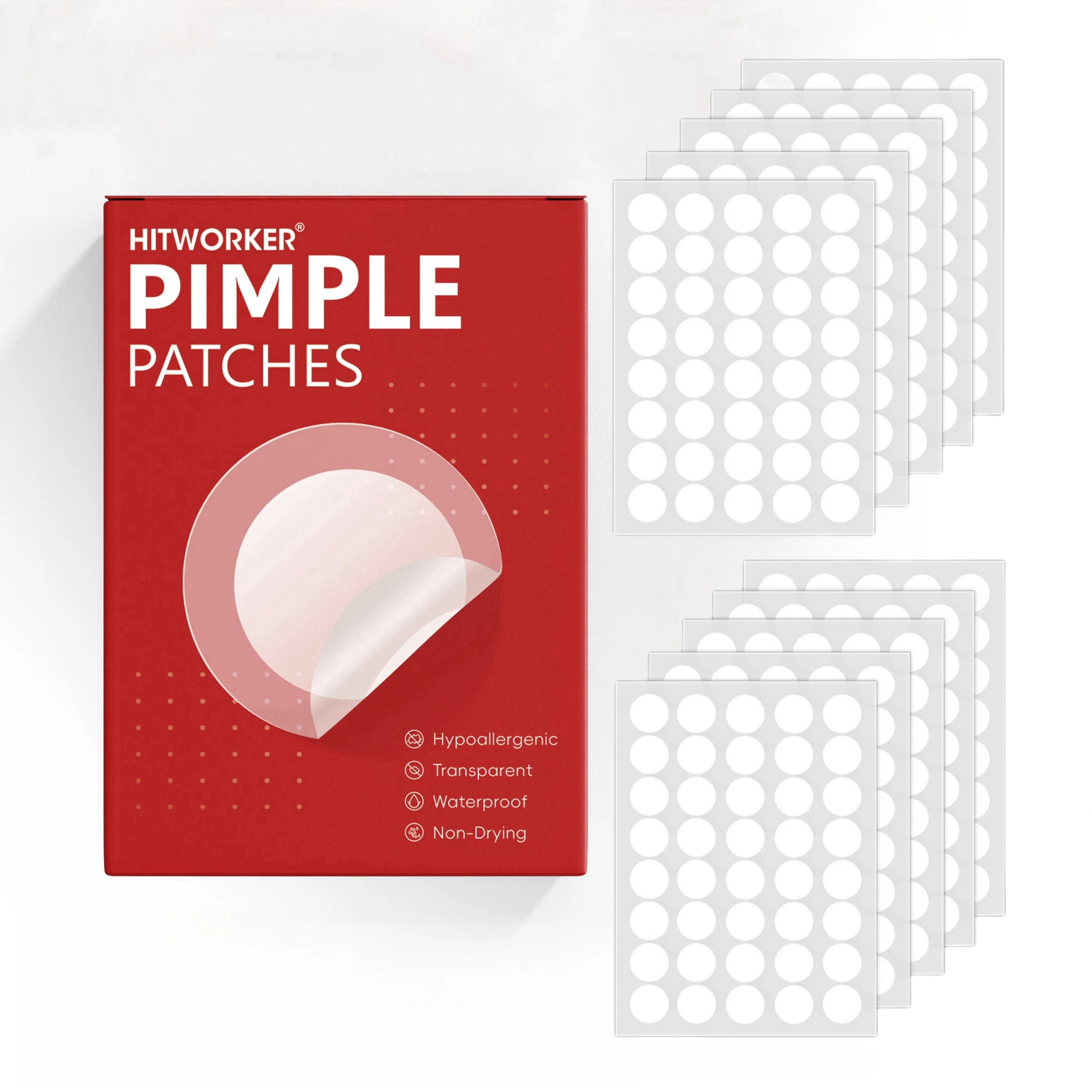 400PCS Transparent Hydrocolloid Pimple Patches for Face, Round Blemish Cover Stickers, Facial Spot Patches