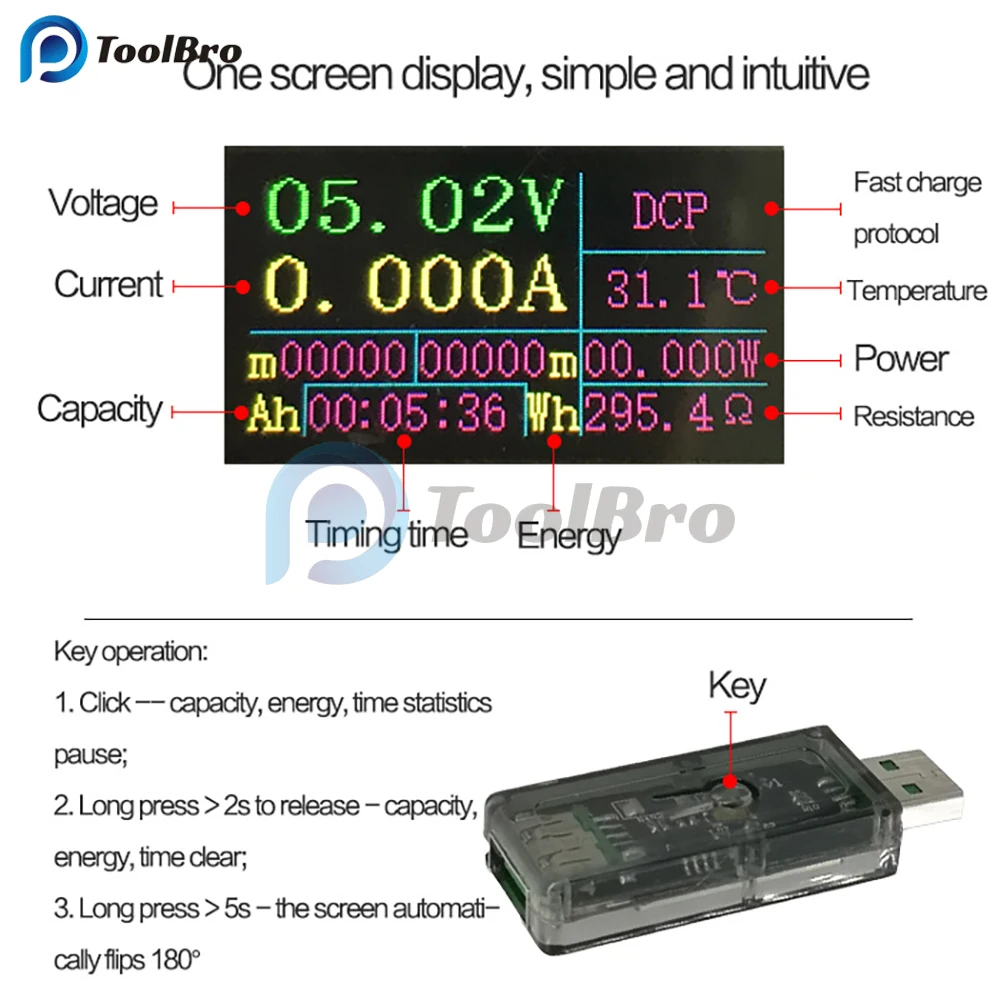 1500W 30V 5A USB Tester QC3.0 QC 2.0 AFC FCP SCP LED Digital Voltmeter Ammeter Wattmeter Timer Battery Capacity Charger Doctor