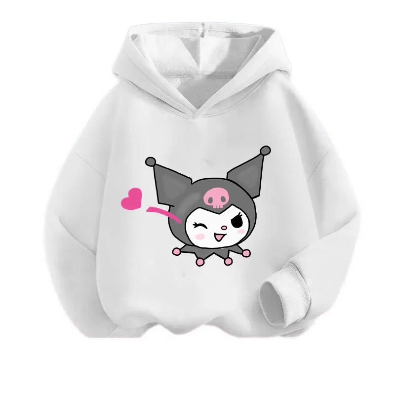 

Kawaii Kuromi Hoodie For Girls Long Sleeve Sweatshirts Children Spring Autumn Sanrio Cartoon Kids Casual Hooded Pullover Tops