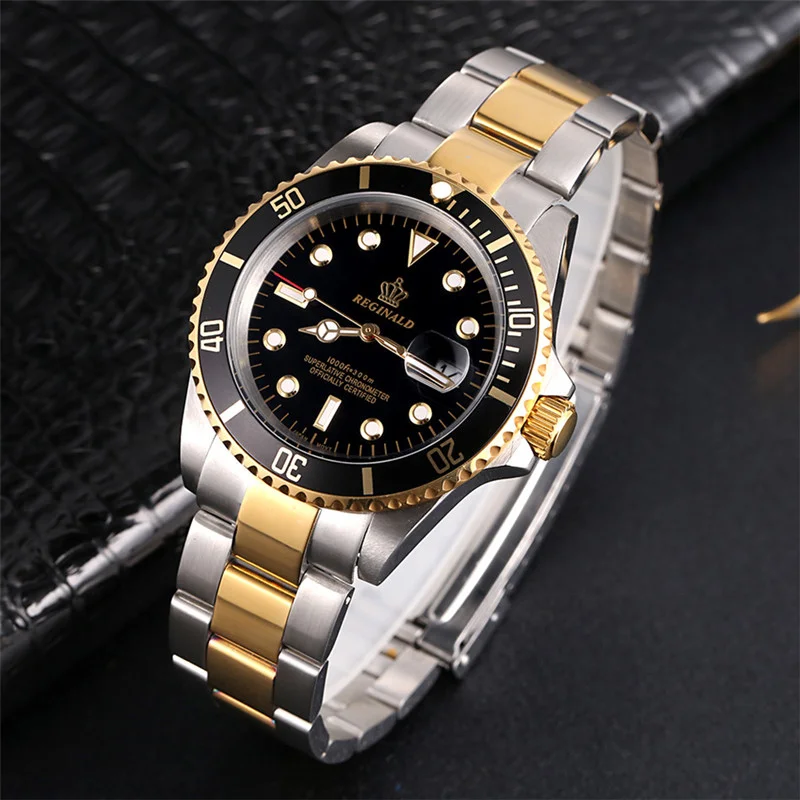 

Reginald Watch Men Sports Watches Fashion Rotatable Bezel GMT Sapphire Glass Date 316L Stainless Steel Quartz Wristwatches Men