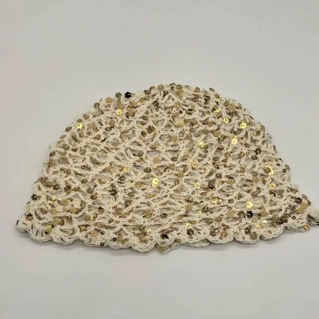 1pc summer sequined Hollow Knitted pullover hat women travel beach Stmosphere Versatile casual Headband Cap new headscarf Girl