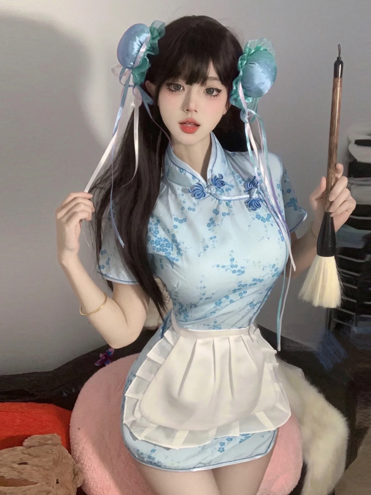 

Сексуальный китайский комплект фартуков для девочек, ролевая игра Broamos Girl ort Sve, полиэстер, костюм из двух предметов для детей 8-25 лет