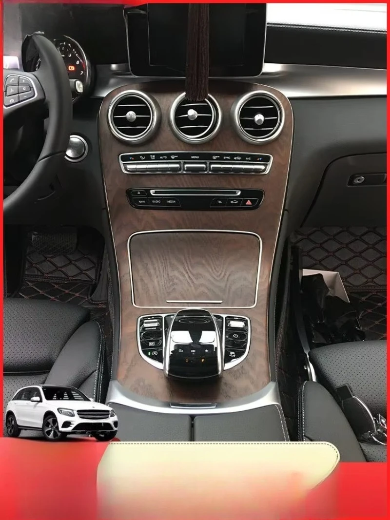 For 2015-2021 C-Class GLC OLIVER Center Console Panel 260L/300L Carbon Fiber Interior Modified Wood Grain