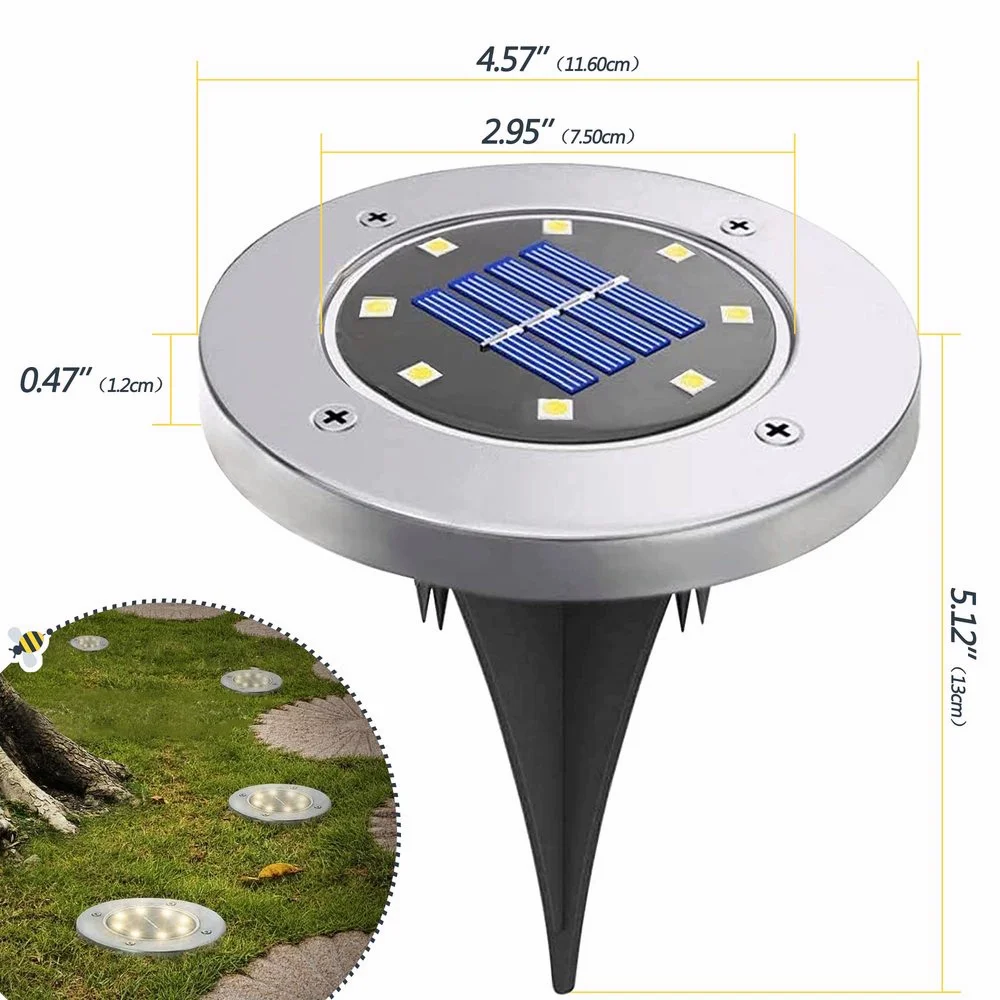 태양열 지상 조명 야외 밝은 정원 방수 파티오 디스크 조명, 지상 조명, 잔디 통로 마당 진입로 계단 산책로