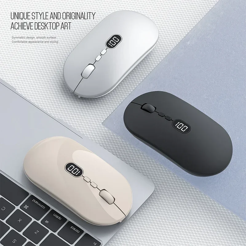 X1 Wireless Computer Mouse for Laptop with Battery Level Visible Rechargeable 2.4G Portable USB Mouse Silent Click Windows Mac