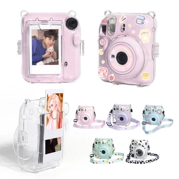 Fujifilm Instax Mini 12 Transparent Camera Case Photo Storage Protective Case With Photo Pouch+Strap+Cute Stickers