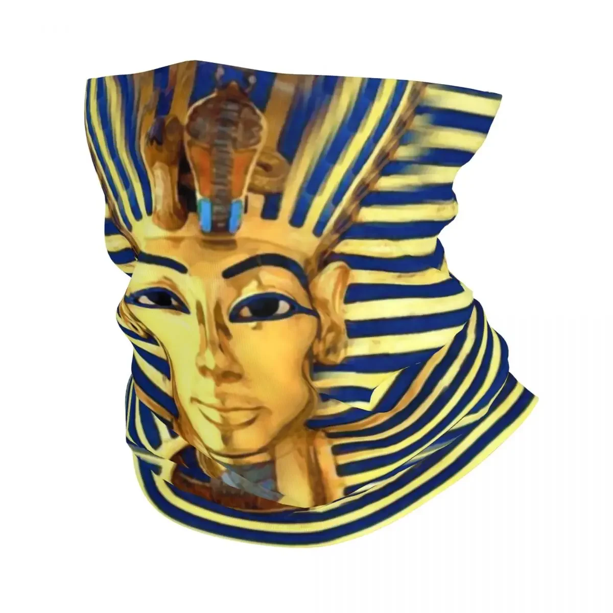 Pharaoh King Tut Gold Lapis Bandana Winter Neck Warmer Women Windproof Wrap Face Scarf for Hiking Egypt Egyptian Gaiter Headband